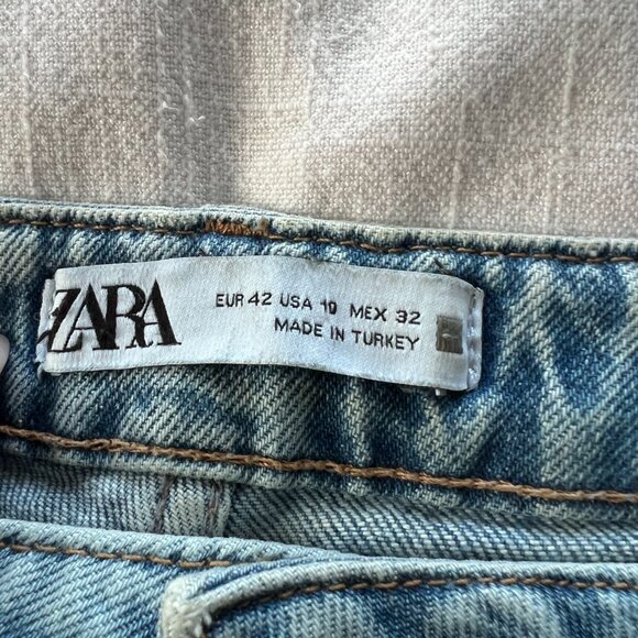 Zara High Rise Side Slit Flare Jeans - Picture 9 of 10